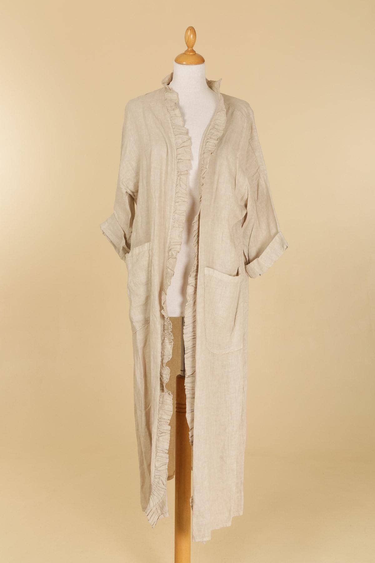 100% linen blouse made in Italy: Camel